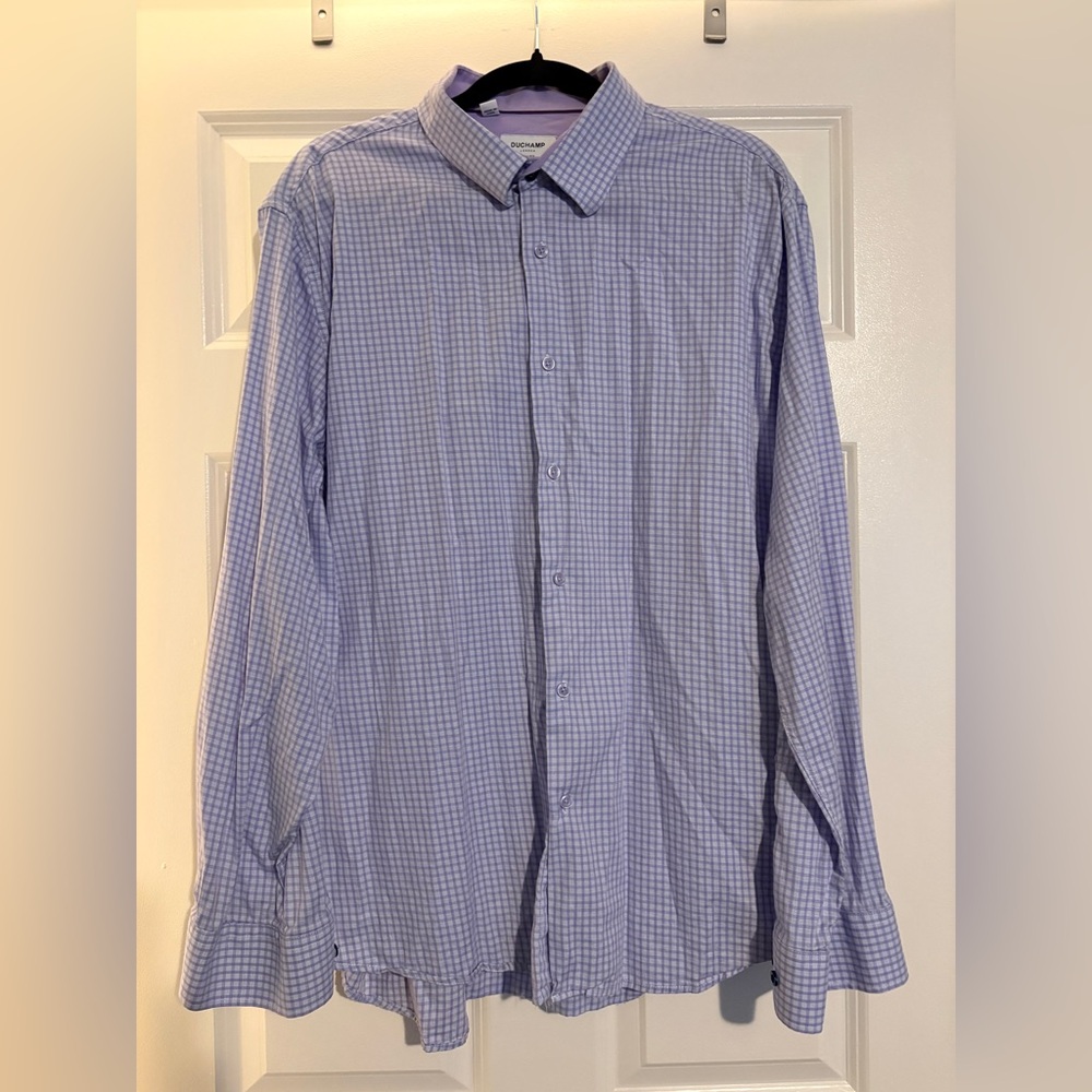 Duchamp Light Blue Checked Cotton Dress Shirt